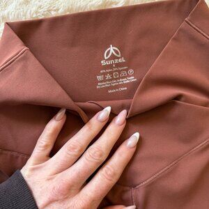 Sunzel Crossover High Waist Flare Leggings - Rust Size S